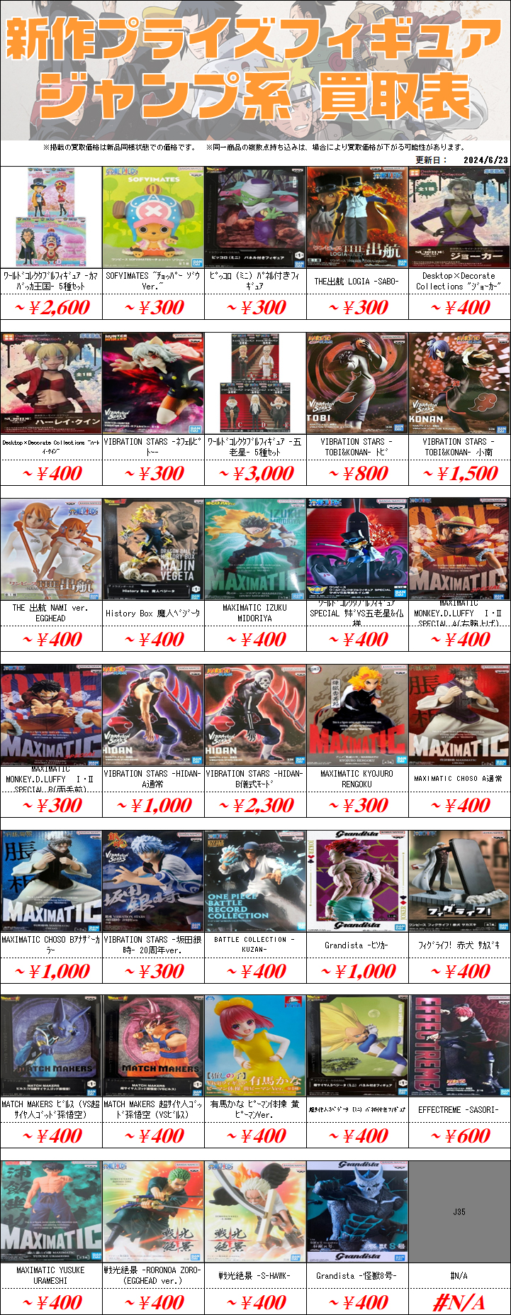新作プライズフィギュア買取情報-買取なら千葉鑑定団東金店