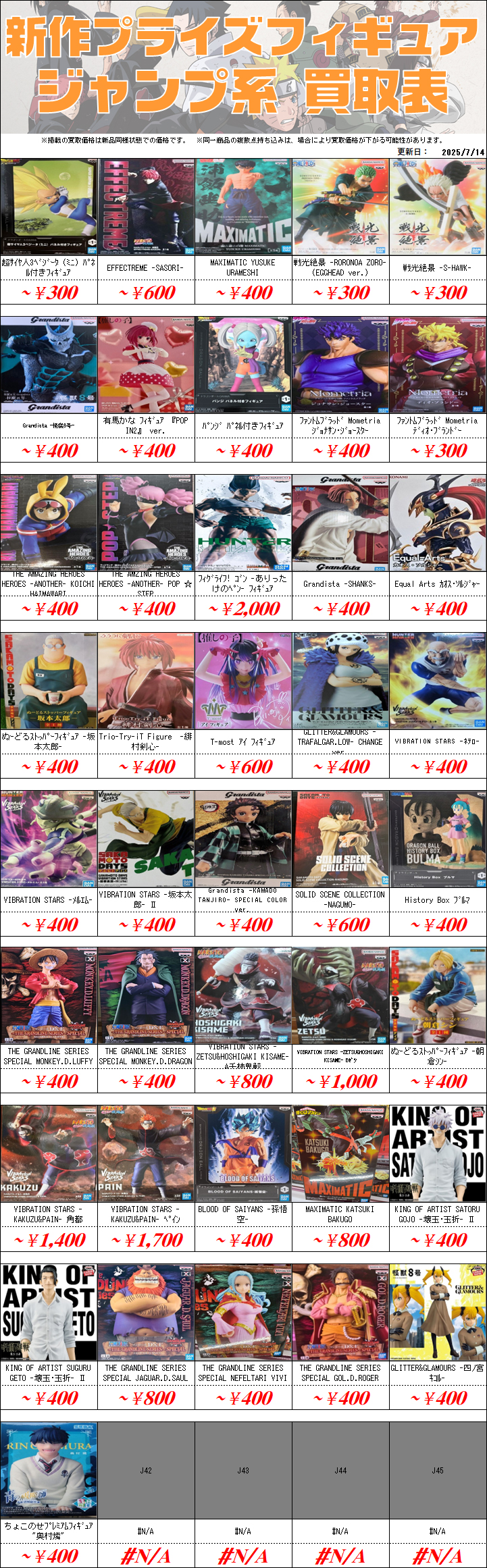 新作プライズフィギュア買取情報-買取なら千葉鑑定団東金店