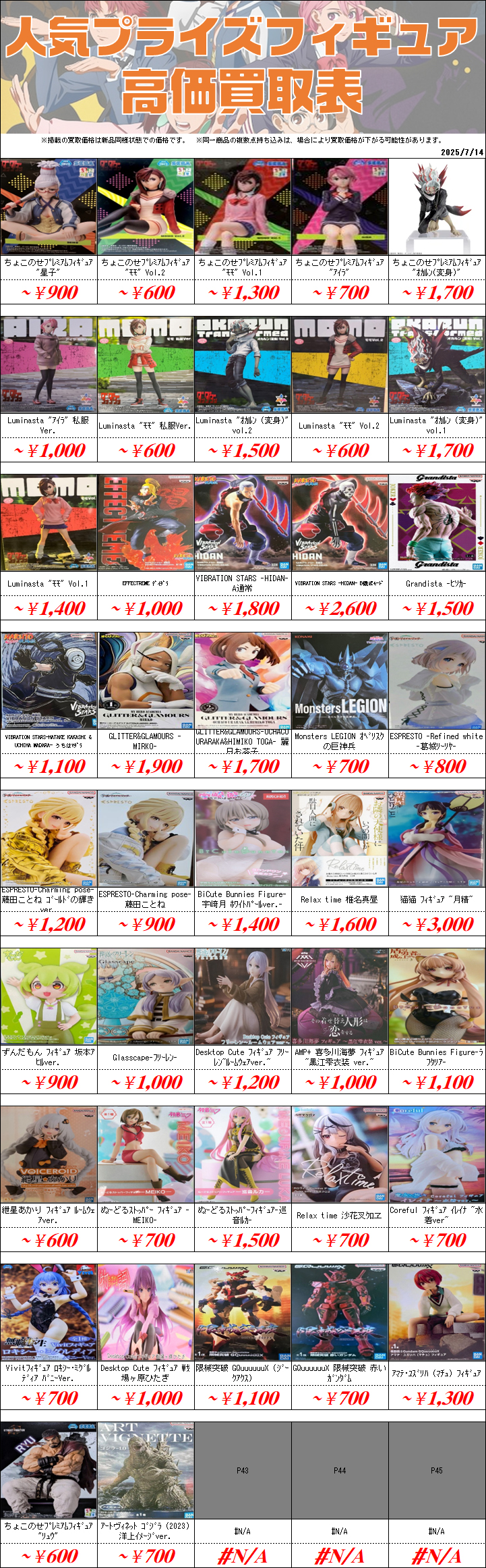 新作プライズフィギュア買取情報-買取なら千葉鑑定団東金店