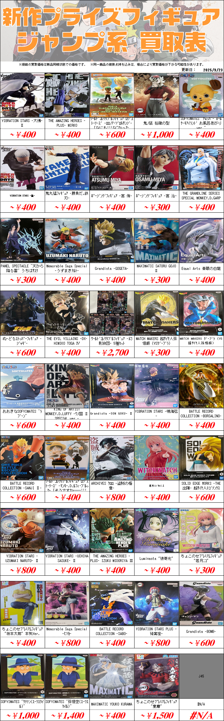 新作プライズフィギュア買取情報-買取なら千葉鑑定団東金店