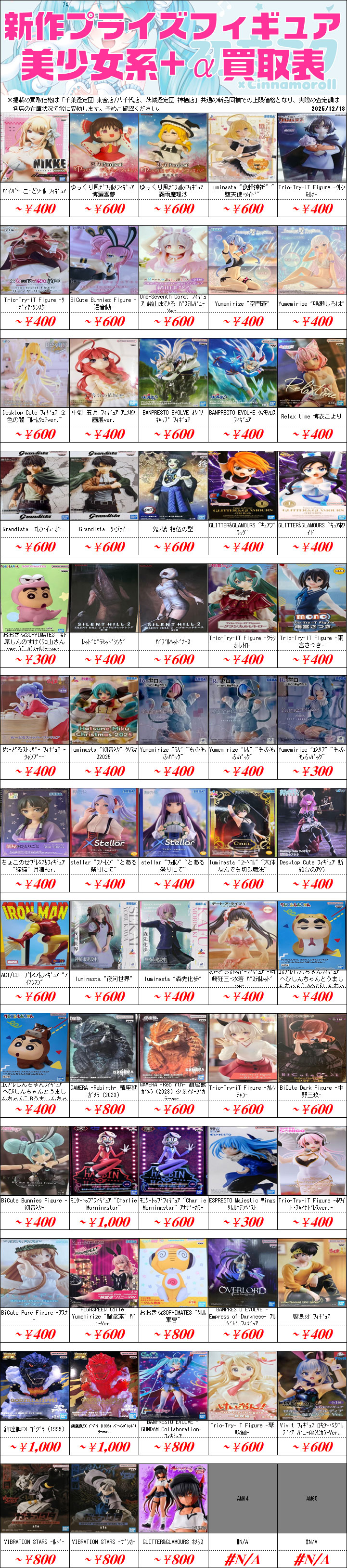 新作プライズフィギュア買取情報-買取なら千葉鑑定団東金店