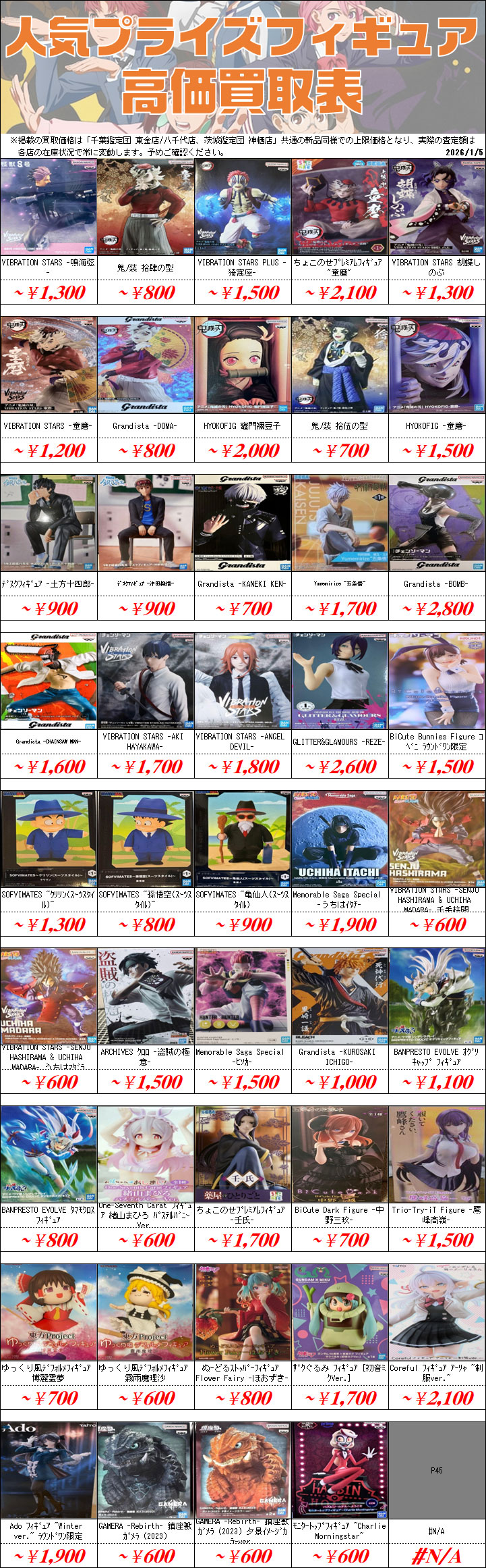 プライズフィギュアまとめ売り　29個　箱なし　最終値下げ 新作プライズフィギュア買取リスト更新しました！ 12/20～ | 千葉鑑定