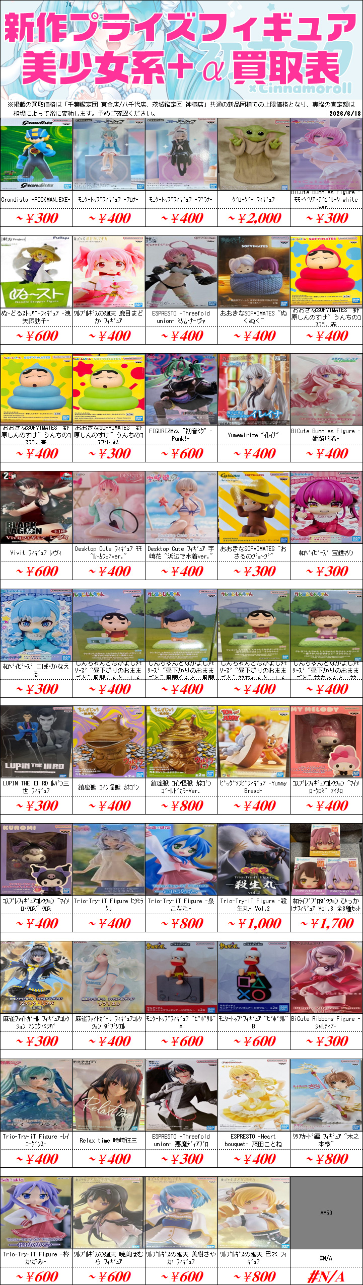新作プライズフィギュア買取情報-買取なら千葉鑑定団東金店