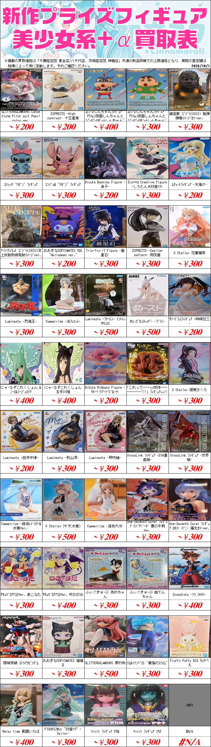 新作プライズフィギュア買取情報-買取なら千葉鑑定団東金店